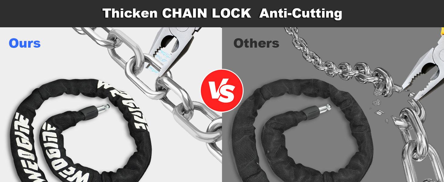 BASIC SUPPLY Bike Chain Lock, Heavy Duty Anti-Theft Bicycle Chain Lock, 2.72 Ft Security Bike Locks with 3 Keys, Waterproof Lock Chain for Bike, Bicycle, Scooter, Motorcycle, Door, Gate, Fence