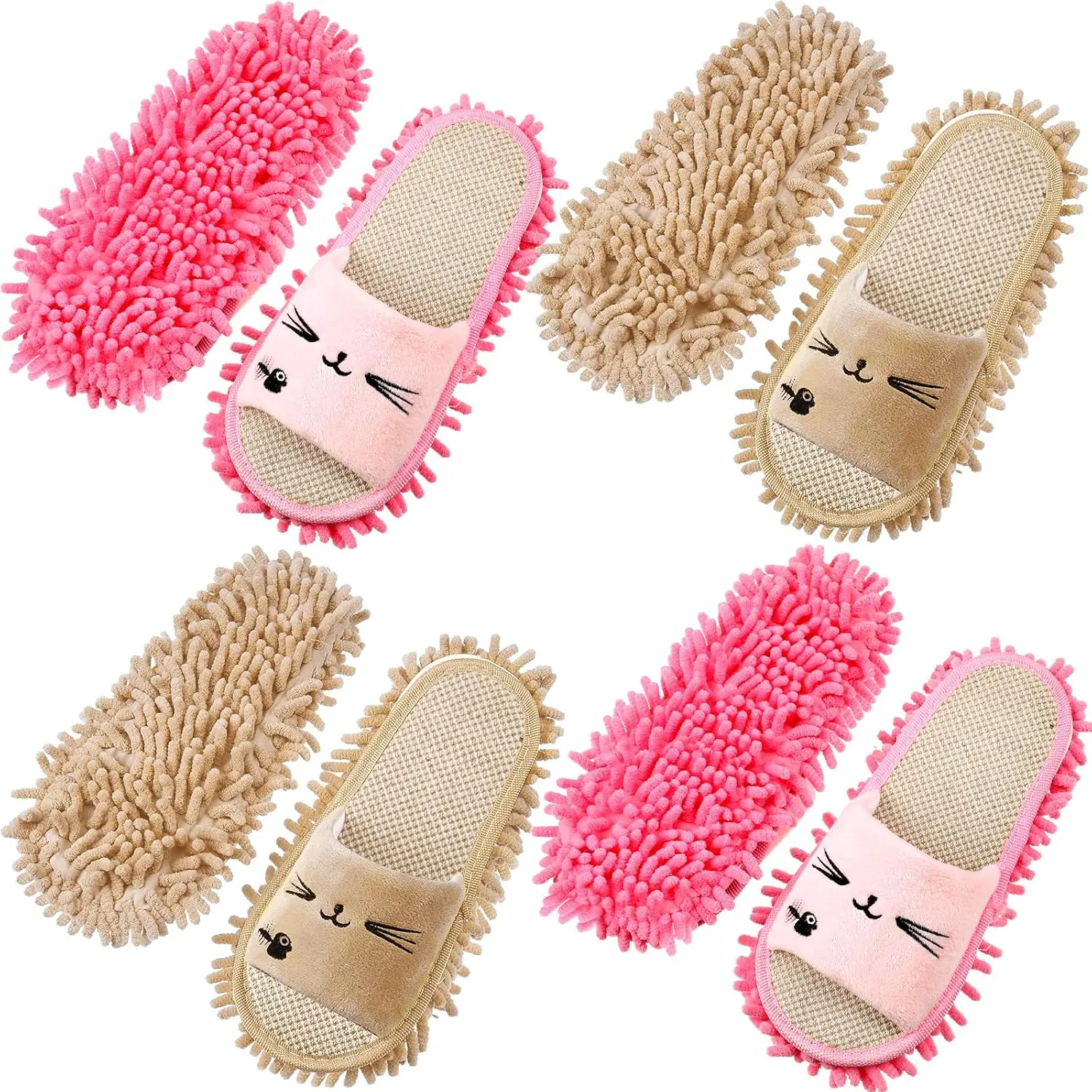 4 Pairs Mopping Slippers | Microfiber Dusting Mop Shoes for Men Women, Detachable and Washable for Repeated Use, Hands-free Mopping, No Bending Required