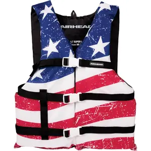 Stars & Stripes Life Jacket for Adults & Kids - USCG Approved Life Vest for Men, Women, Youth & Child, Open-Side Watersports Vest for Boating, Tubing & Swimming