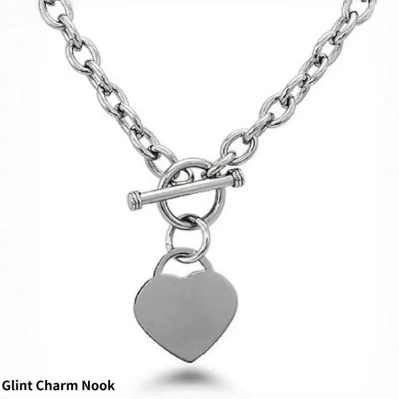 Women's 2-Piece Casual Heart Charm Jewelry Set - Silver-Tone Metallic Necklace and Bracelet with O-Chain, Toggle Clasp, for Daily Wear, Affordable Fashion Ornament