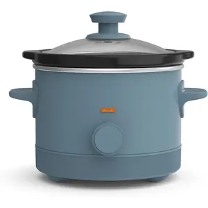 1.5 Qt Slow Cooker with 3 Heat Manual Control, Ceramic Nonstick Coating, Dishwasher Safe Stoneware Pot and Tempered Glass Lid, Tangle Free Cord Wrap & Cool Touch Handles, Surf