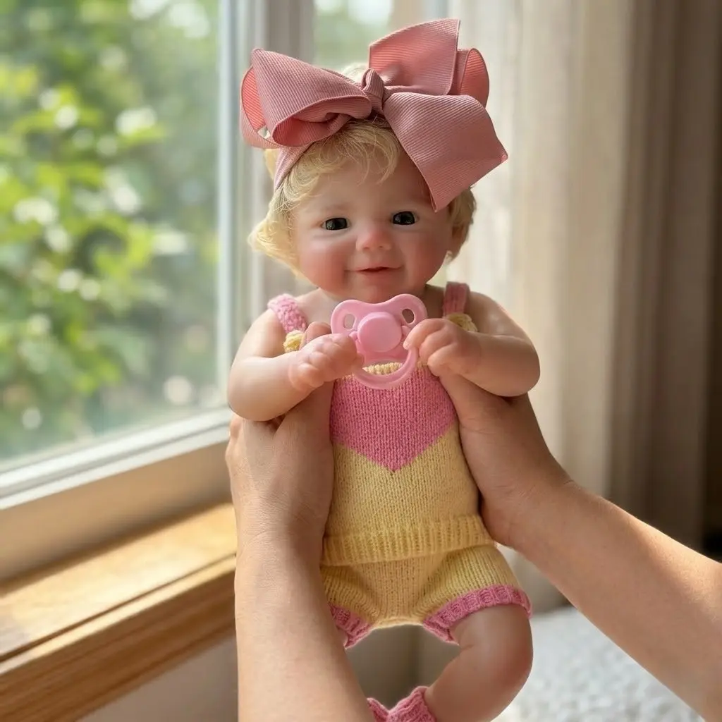 High-Quality 13-Inch Full-Body Soft Silicone Doll, Cute Realistic Open-Mouth Design, Waterproof Baby Toy, Girl's Plaything, Lifelike Soft Doll, Cute Doll Collectible
