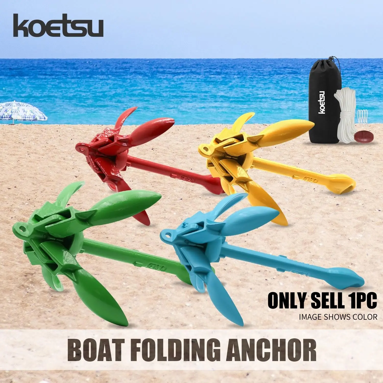 Water Sports Kayak Anchor, 3.5 Lbs Anchor System Kit, Ideal for Kayaks, Wooden Boats, Sup Boards, Snowshoes, Fishing, Boating Activities