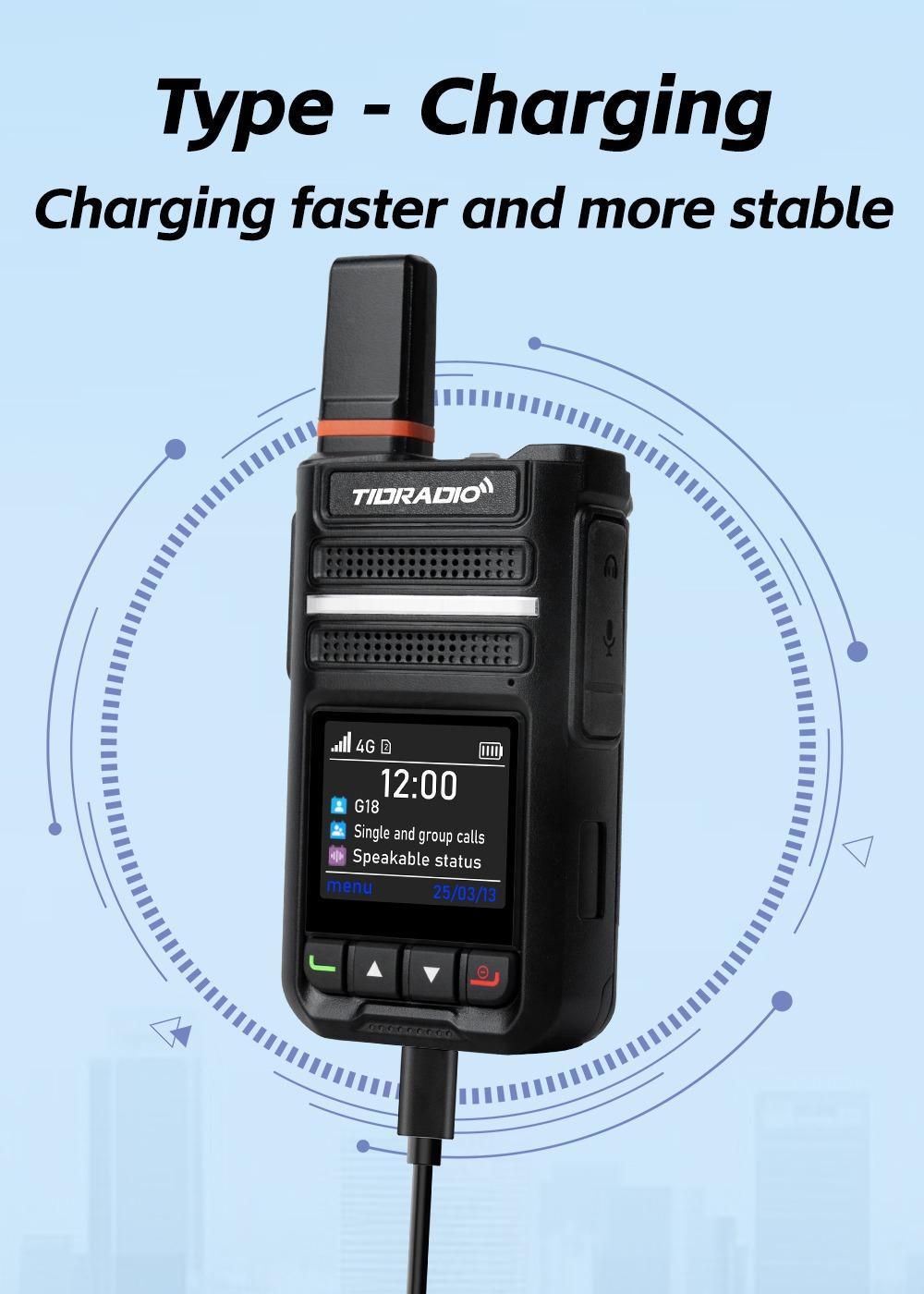 TIDRADIO TD-G18 Global POC Radio with 1 Year SIM Card Walkie Talkie Long Range 4G Network 2 Way Radio 5000 KM for Hiking and Camping 3000mAh Battery Clear Audio 4G Signal