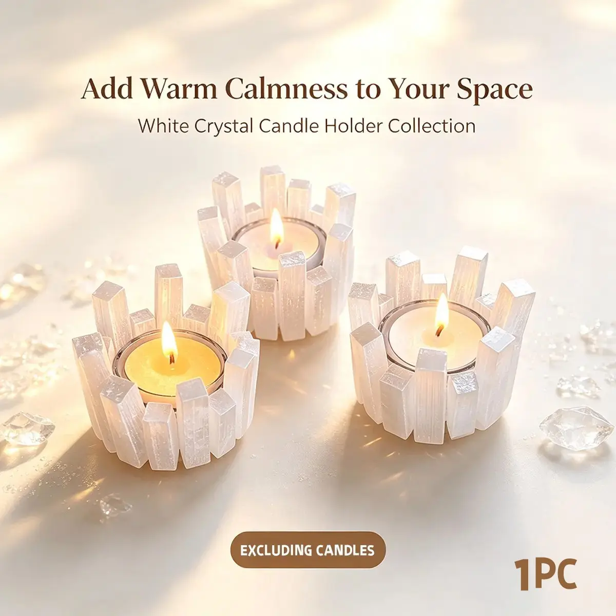 Moroccan Natural Selenite Tealight Candle Holder, Irregular Cylindrical Raw Selenite Crystal Lamp, Handcrafted Reusable Stone Candle Holder, Candle Holders for Table Centerpiece