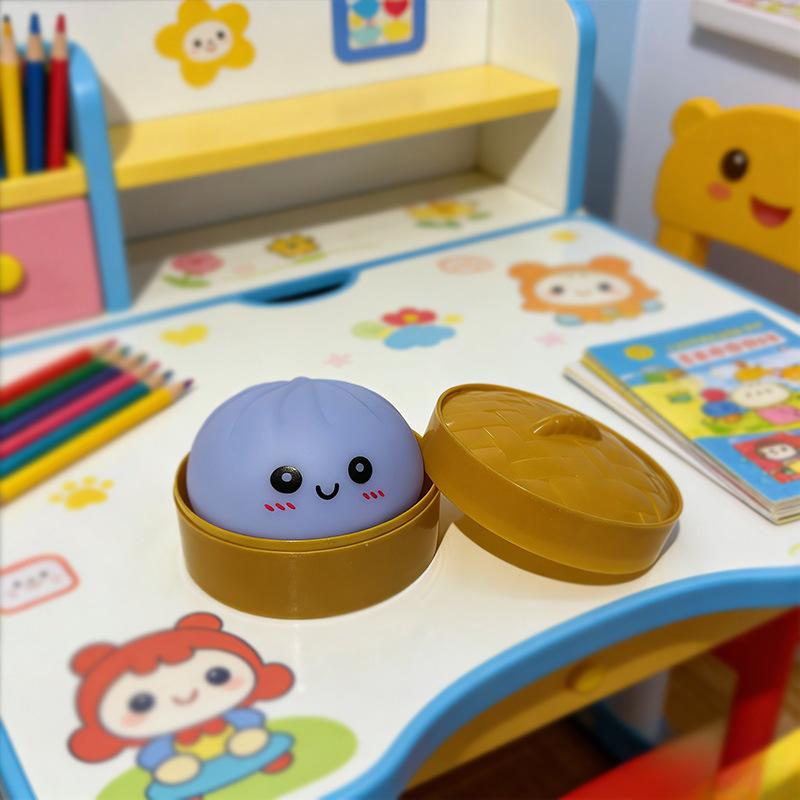 Light-Up Steamed Bun Squishy Toy – Soft Squeeze Stress Relief Toy with Air Release, Funny Prank Gadget