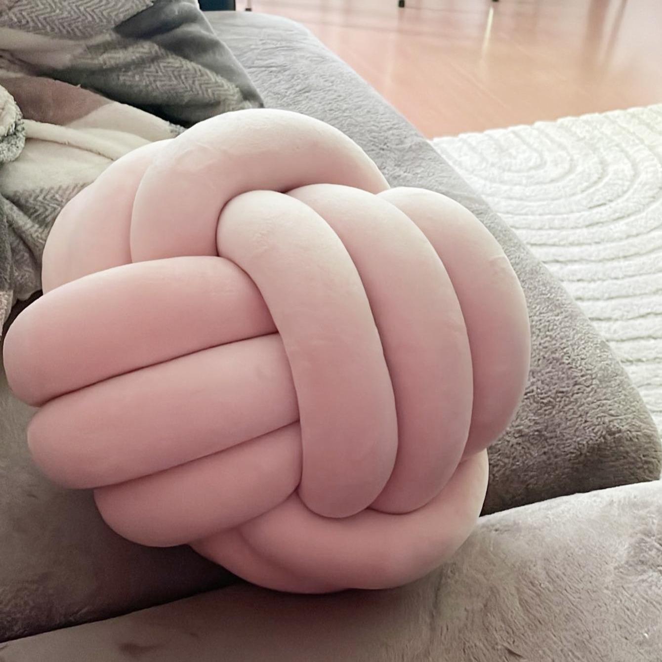 Knot Pillow Ball, 1 Count Geometric Design Throw Pillow, Handmade Crochet Cushion, Christmas Decor Soft Comfortable Supportive Pillow for Home Sofa Bed Decor, Boyfriend Gift, Christmas Gifts, Christmas Decorations, Soft Padded Cushion