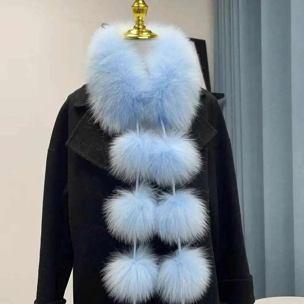 New Solid Color Winter Long Scarf Shawl Thicken Soft Neckerchief Wrap Faux Fox Fur Neck Scarf Women