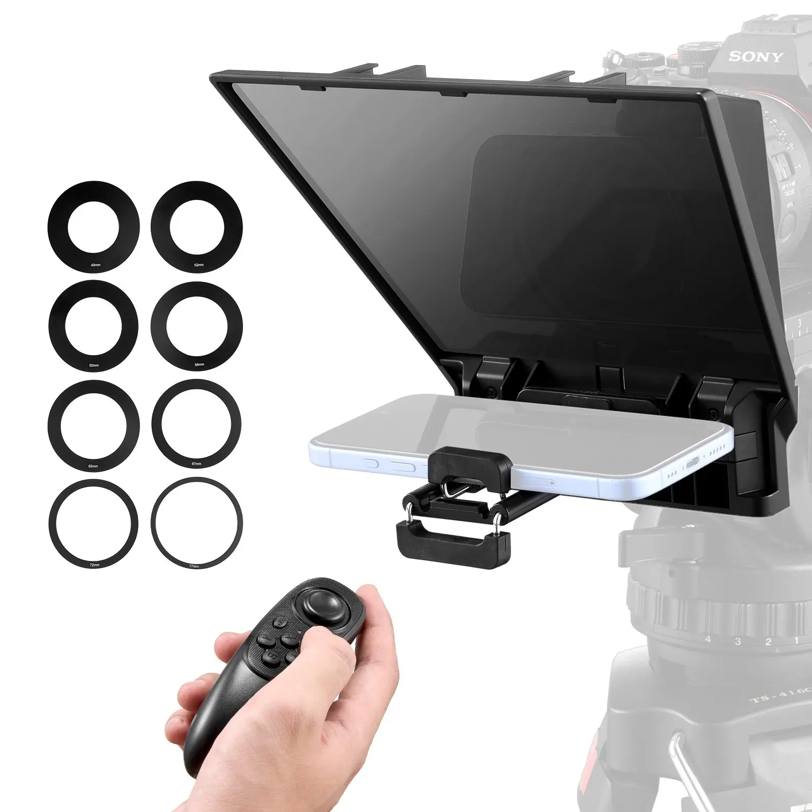 【DealsForYouDays】VEVOR Teleprompter, 8" Aluminum Alloy, Desktop Prompter with Adjustable Spectroscope, Remote Control, for YouTube, Twitch, Zoom, Supports DSLR/Webcam/Smartphone, for Video Recording/Live Streaming
