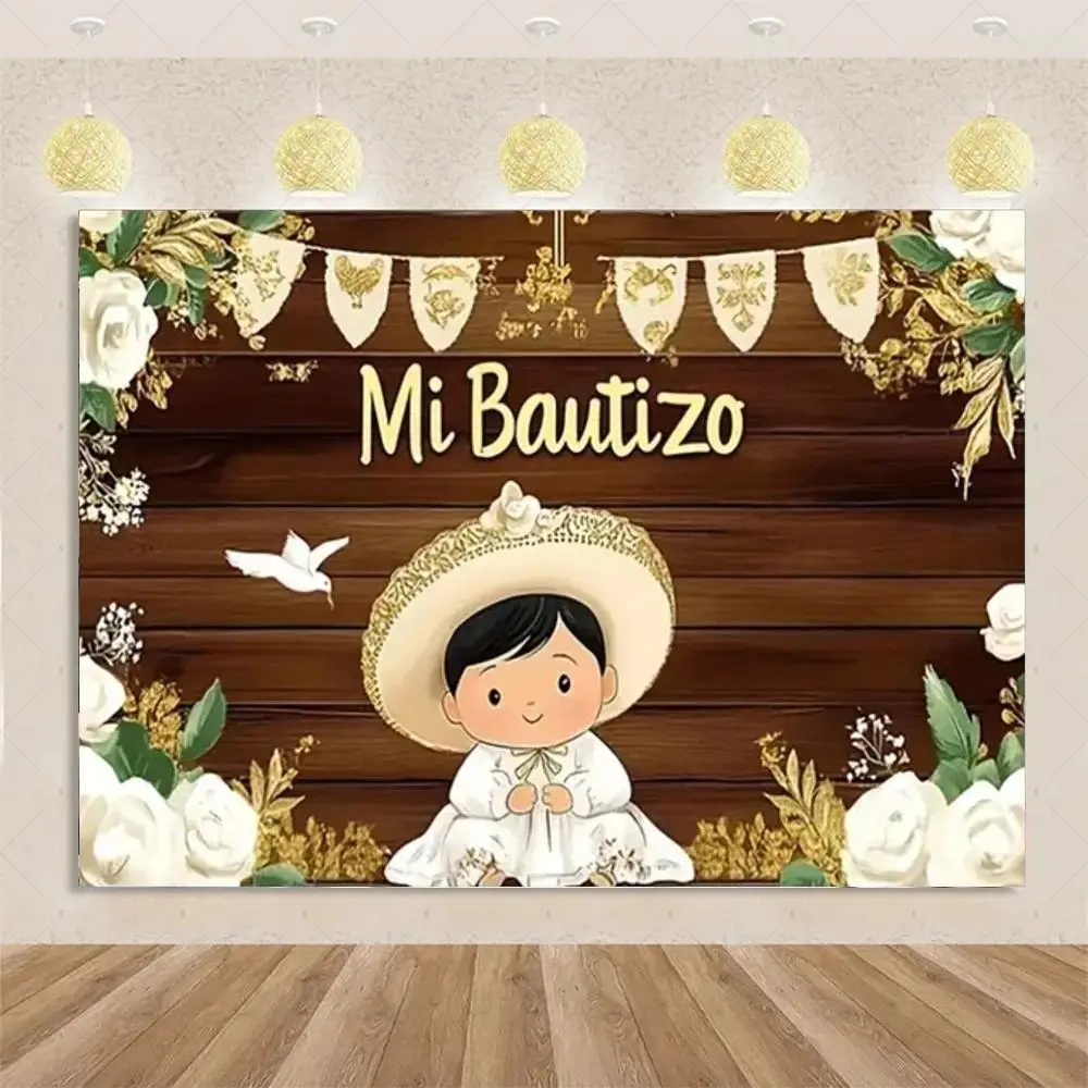 Polyester First Holy Communion Religious Backdrop Banner - Baptism Christening Photo Booth Wall Decor, Gold Cross & Chalice Tapestry, Backdrop Fabric Hanging for Church, Room, Family Use, Indoor-Outdoor Home Decor Supplies (Bag Included)