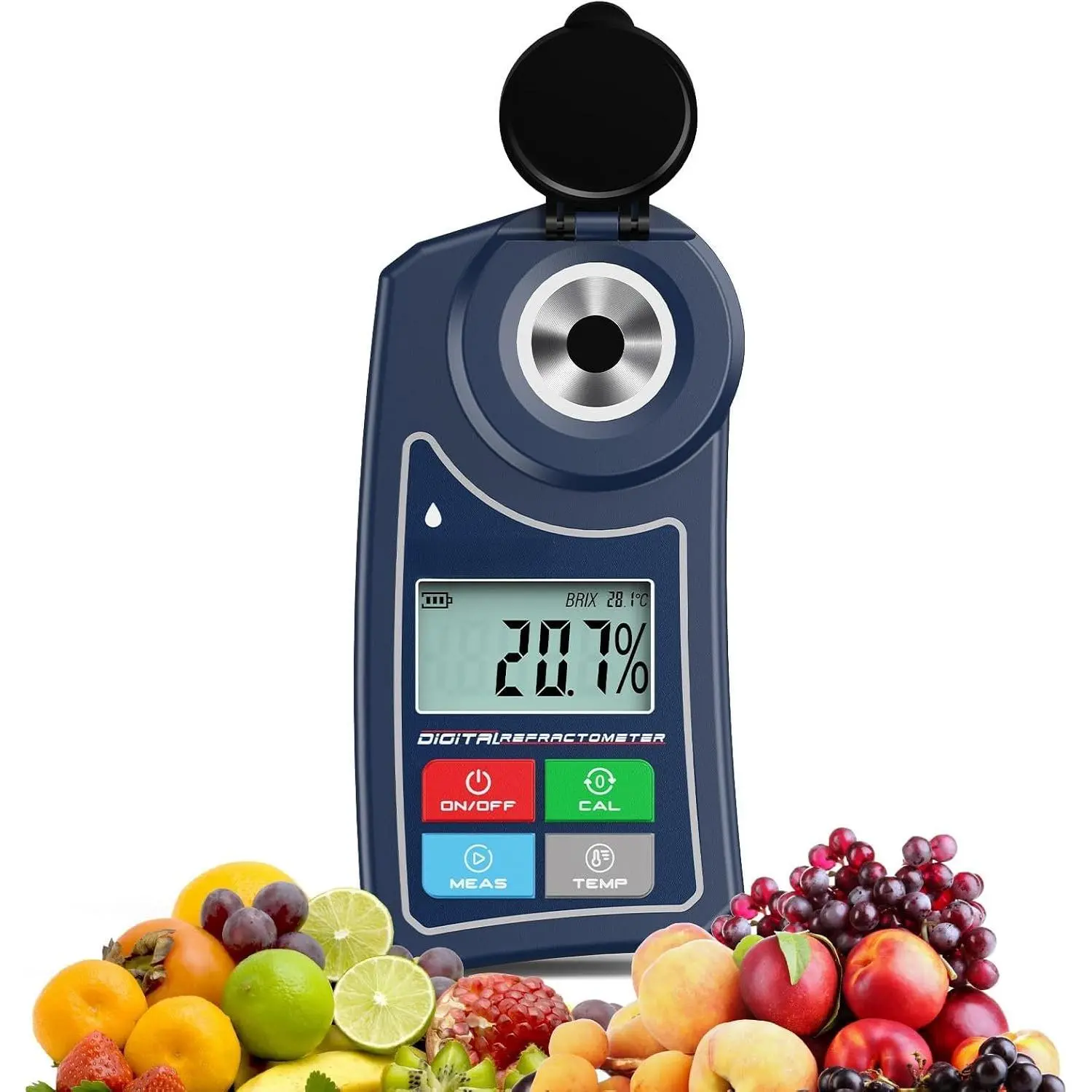 Digital Brix Refractometer  Brix Meter Lab Refractometer ±0.5 Brix/1℃ Accuracy, 0-55% Range with ATC for Fruits Juices, , , Coffee &Mor Liquid Sugar Content Test