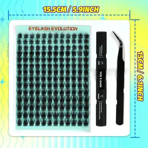 Delicate Fluffy Lash Clusters Waterproof Anime Lash Extensions 10-16mm 168pcs Lash Set with Tweezers and Adhesive Handcrafted Reusable Cartoon Lash Cluster Kit Ultra-Thin Strip Individual Cluster Lash Extension Set Christmas Gift