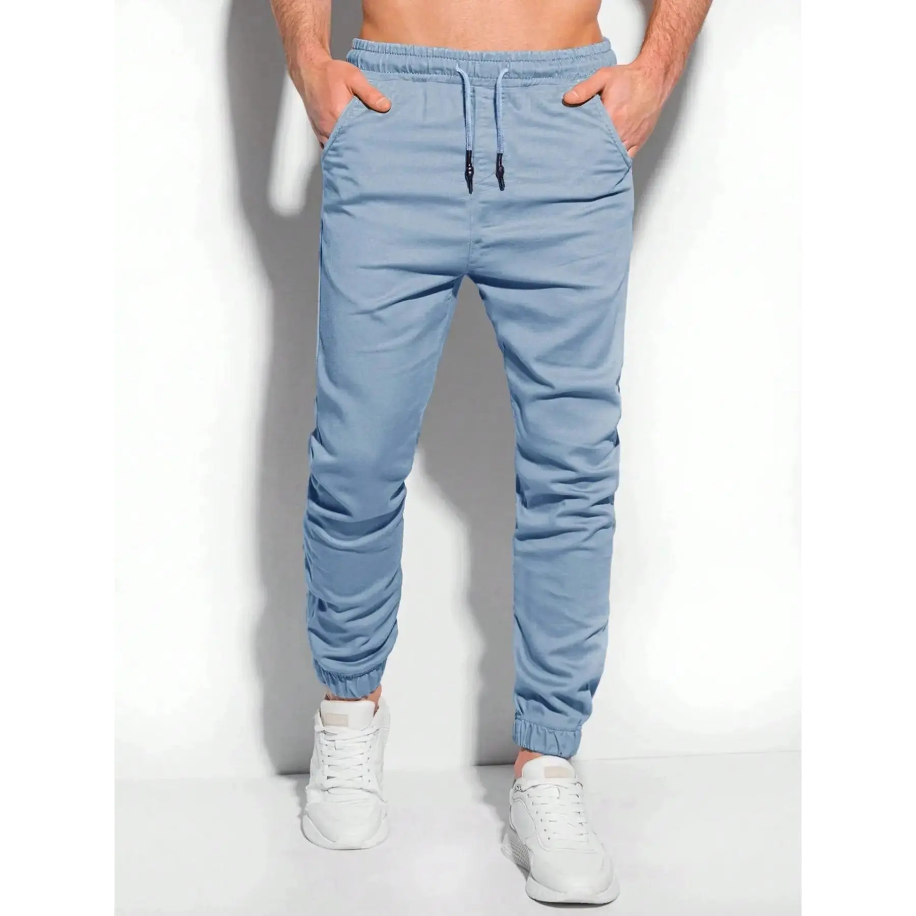 Men's Casual Jogger Pants, Slim Fit Elastic Waist Drawstring Trousers, Soft Stretch Chino Joggers with Cuffed Ankles, Comfortable for Daily Wear, Streetwear & Casual Work, Athleisure Casual Bottoms, Drawstring Sports Pants