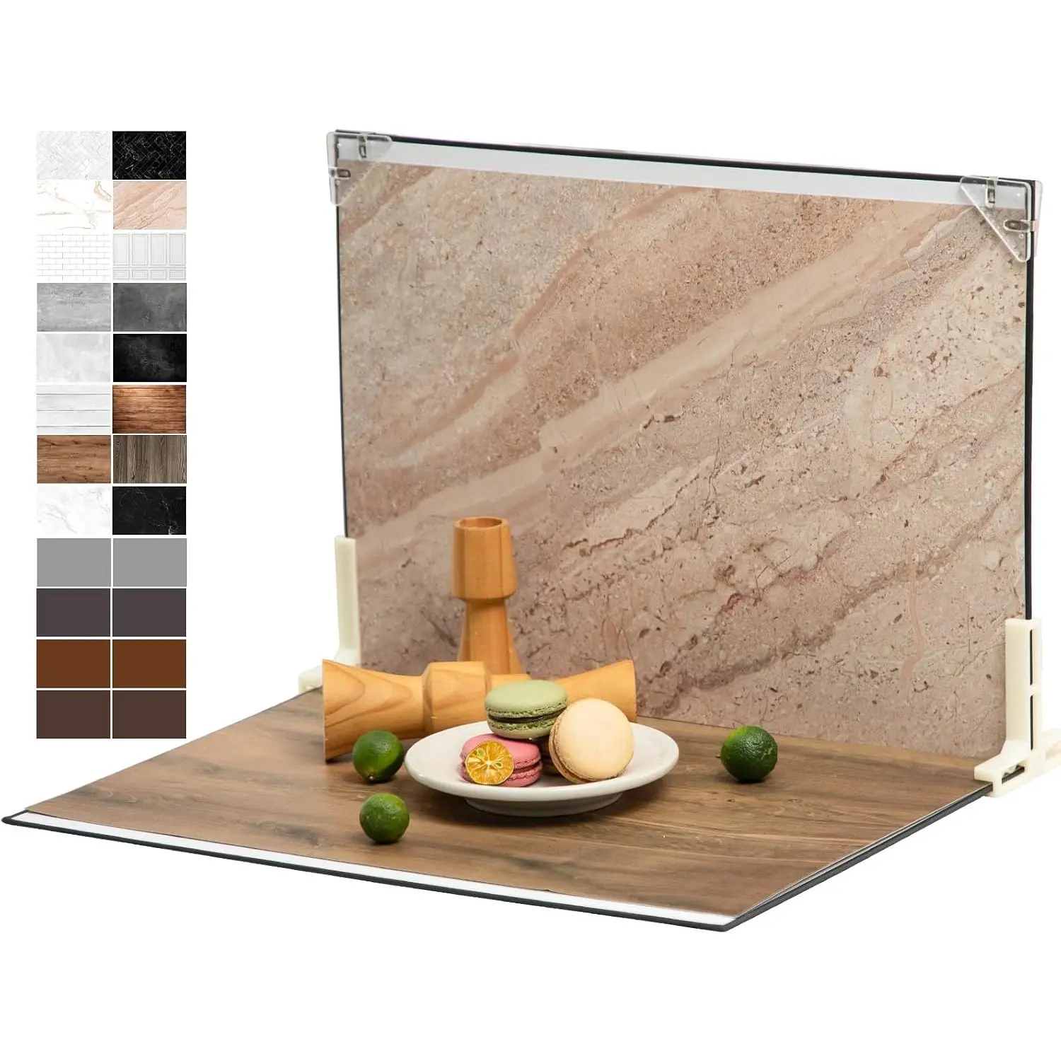 Foldable Table Top Product Photography Backdrop Set, 16x11.5 in Double-Sided Backdrops (12 Sheets, 24 Patterns), Camera Accessories for Phones & Electronics, Default