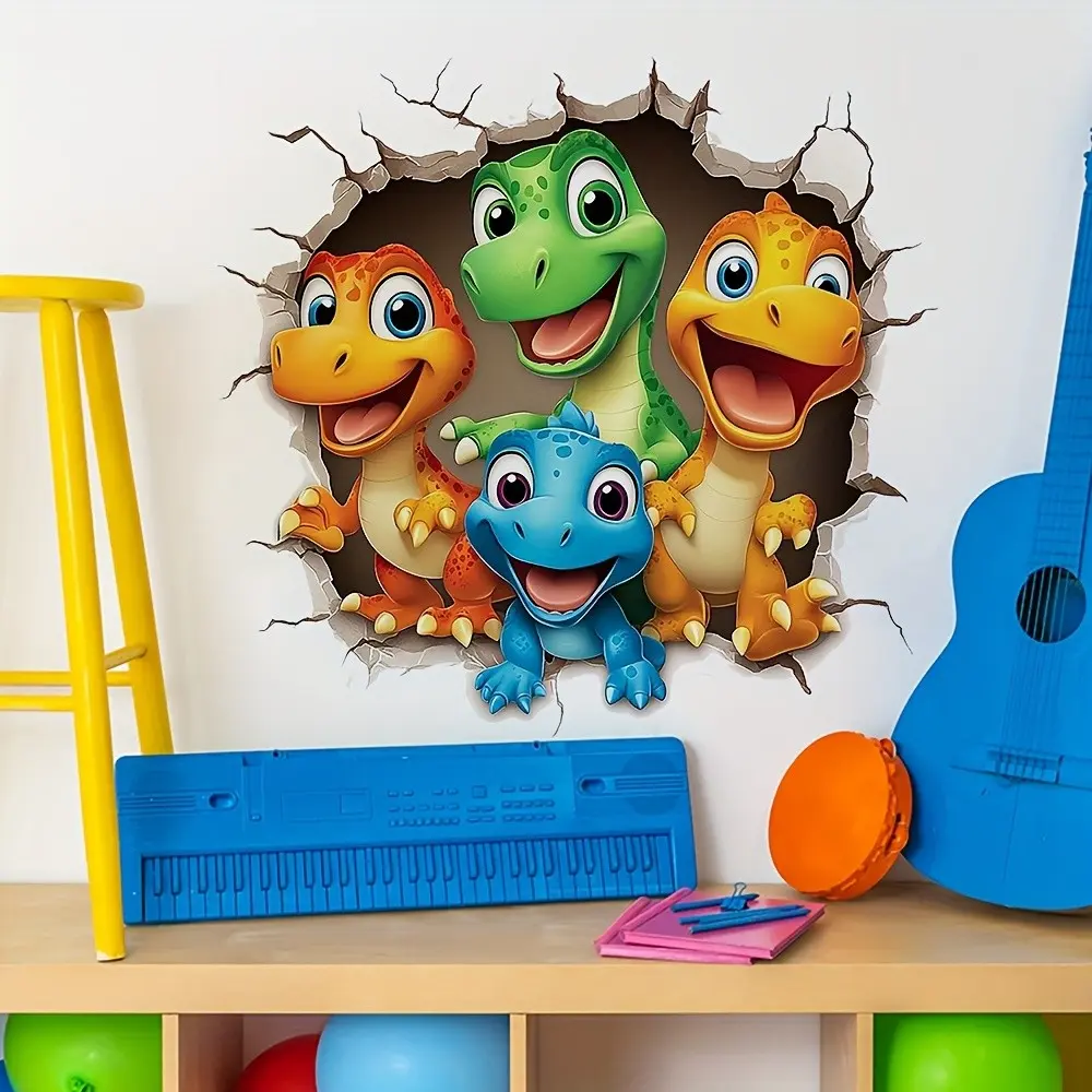 Dinosaur Wall Sticker, Decorative Sticker, Breakthrough Effect, PVC Material, Ideal for Living Room and Bedroom Decoration, Unique Home Decor Item