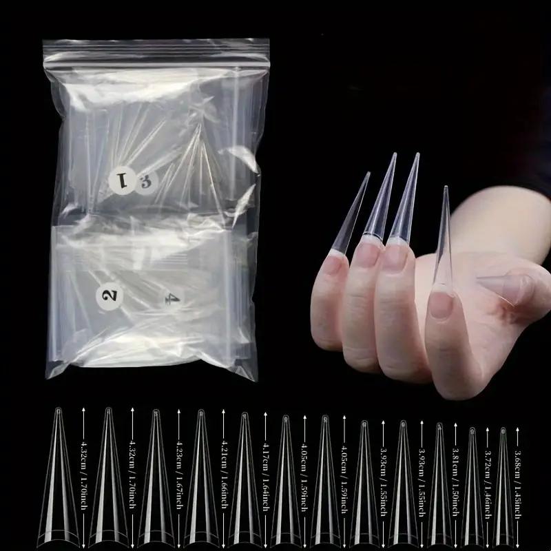 Long Pointed Fake Nail, 504pcs/set White & Transparent Full Cover Nail Tip Set, Acrylic DIY Salon Nail Art, Salon Quality Nails, Manicure & Pedicure Tools for Women & Girls