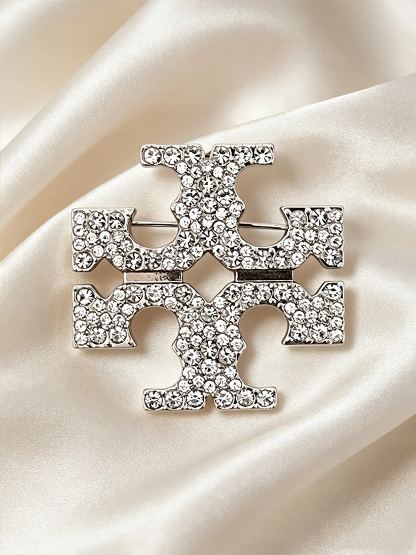 Women's Luxury Elegant Brooch, Sparkling Rhinestone Double T Design, Perfect for Collars, Hats, Scarves, Chokers, Bags, All Seasons