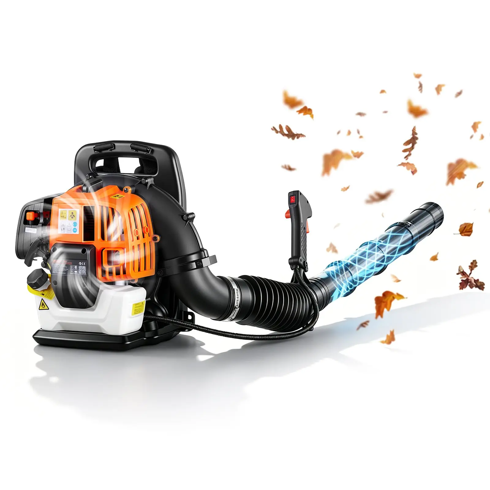 VEVOR Backpack Leaf Blower, 43CC 2-Stroke Engine Gas Powered Leaf Blower with 1.38L Fuel Tank, 447 CFM Air Volume, 150 MPH Air Speed, Ideal for Lawn Care, Leaves Cleaning, Yard Debris Snow Removal