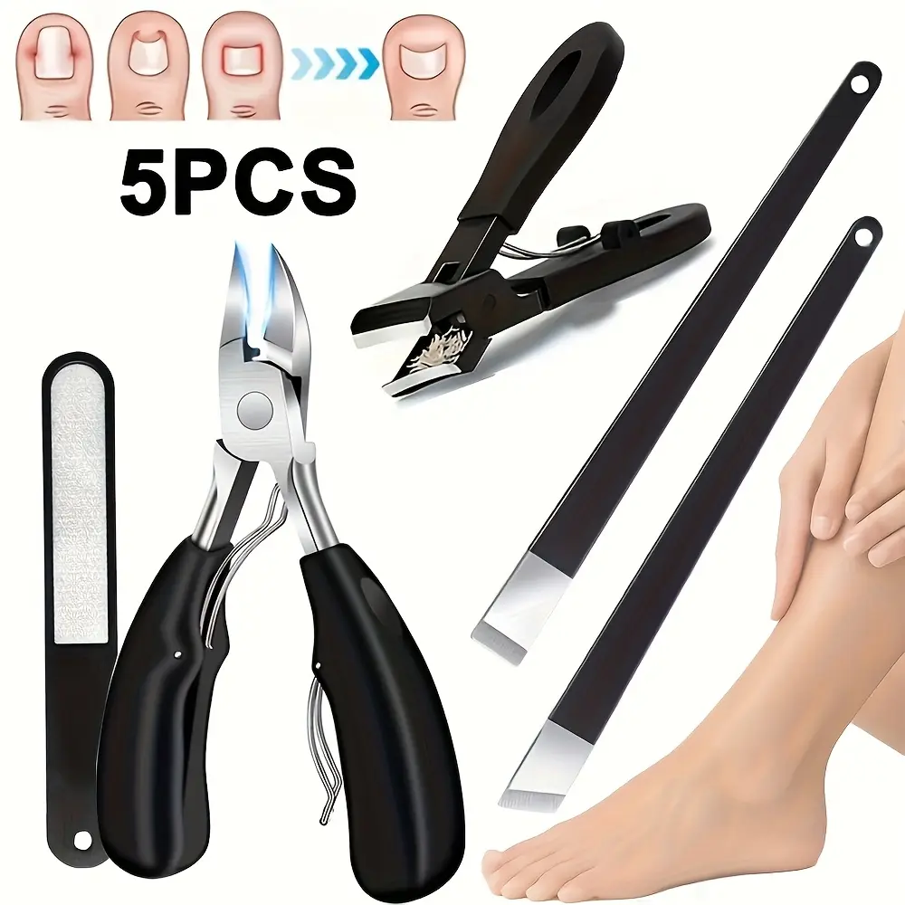 Premium 5-in-1 Manicure Pedicure Kit, Sharp Nail Clippers + Foot Files + Pedicure Knives, Ideal for Ingrown Nails & Dead Skin Removal