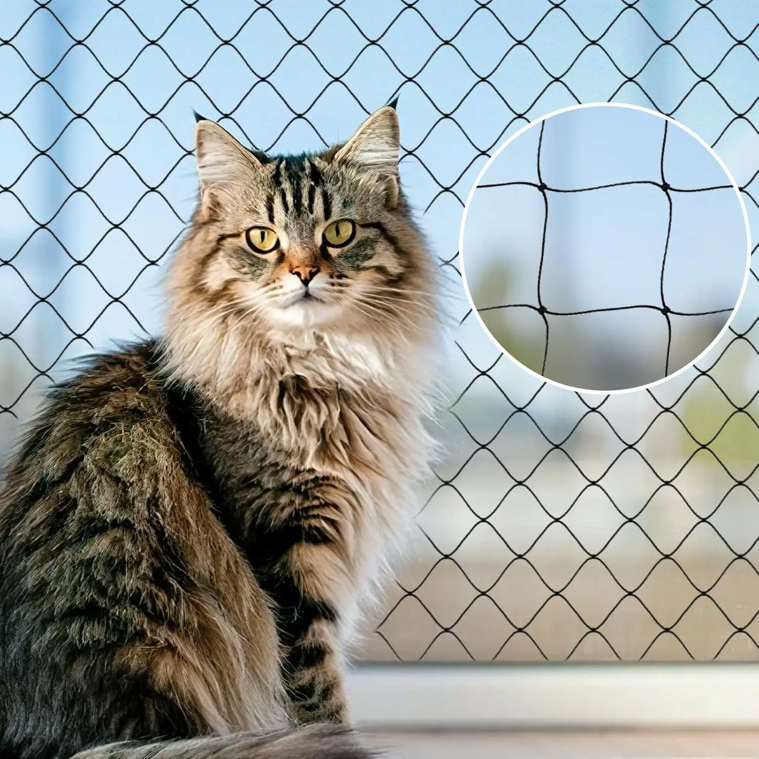 10 x 26 ft Cat Anti-Fall Balcony Rail Netting Black Nylon Pet Mesh Fence for Cat Dog Anti-Fall Protection