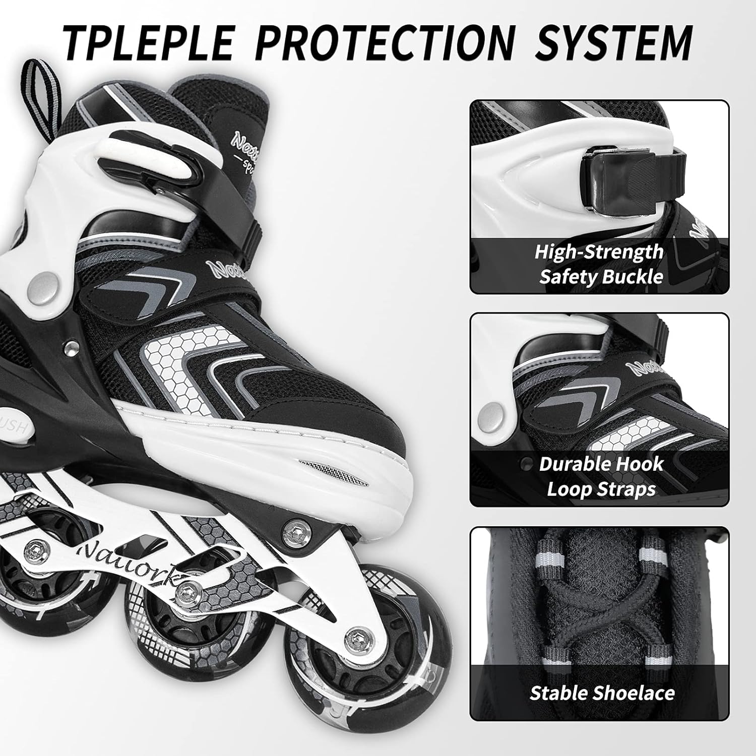 Nattork Inline Skates for  Girls Boys with Full Light Up Wheels,Adjustable Safe Durable Inline Skates,Outdoor Roller Skates for Girls Boys Youth Beginners