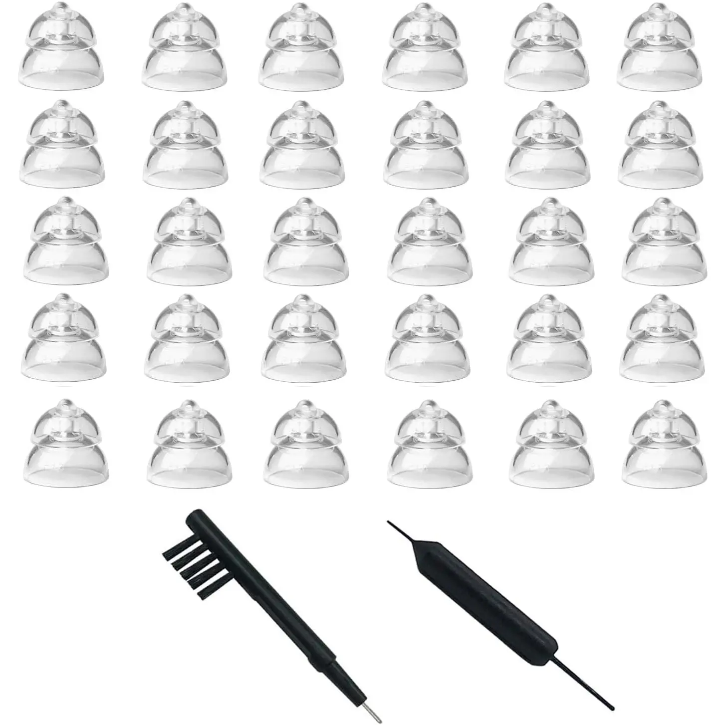 10mm Replacement Ear Tips for Oticon Mini RITE Hearing Aids, 30-Count Pack with Cleaning Brush Tool Kit and Carrying Case, 30 Ear Tips