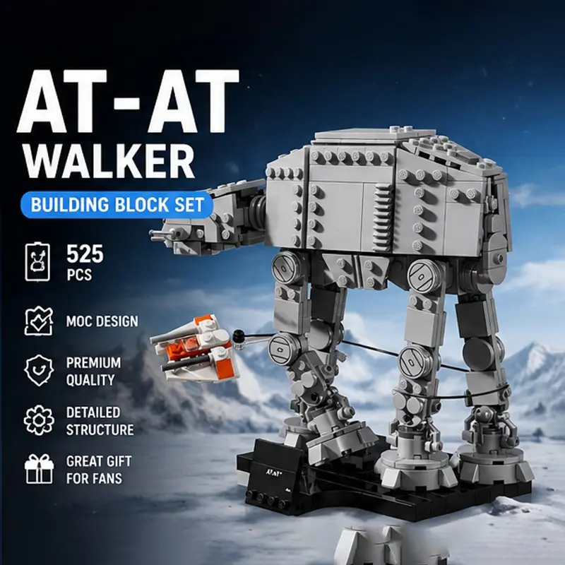 525 Pcs At-At Walking Machine Building Block Toy Set, Creative Building Set, Compatible with Model 75440, Figurines & Miniatures, Perfect for Collectors