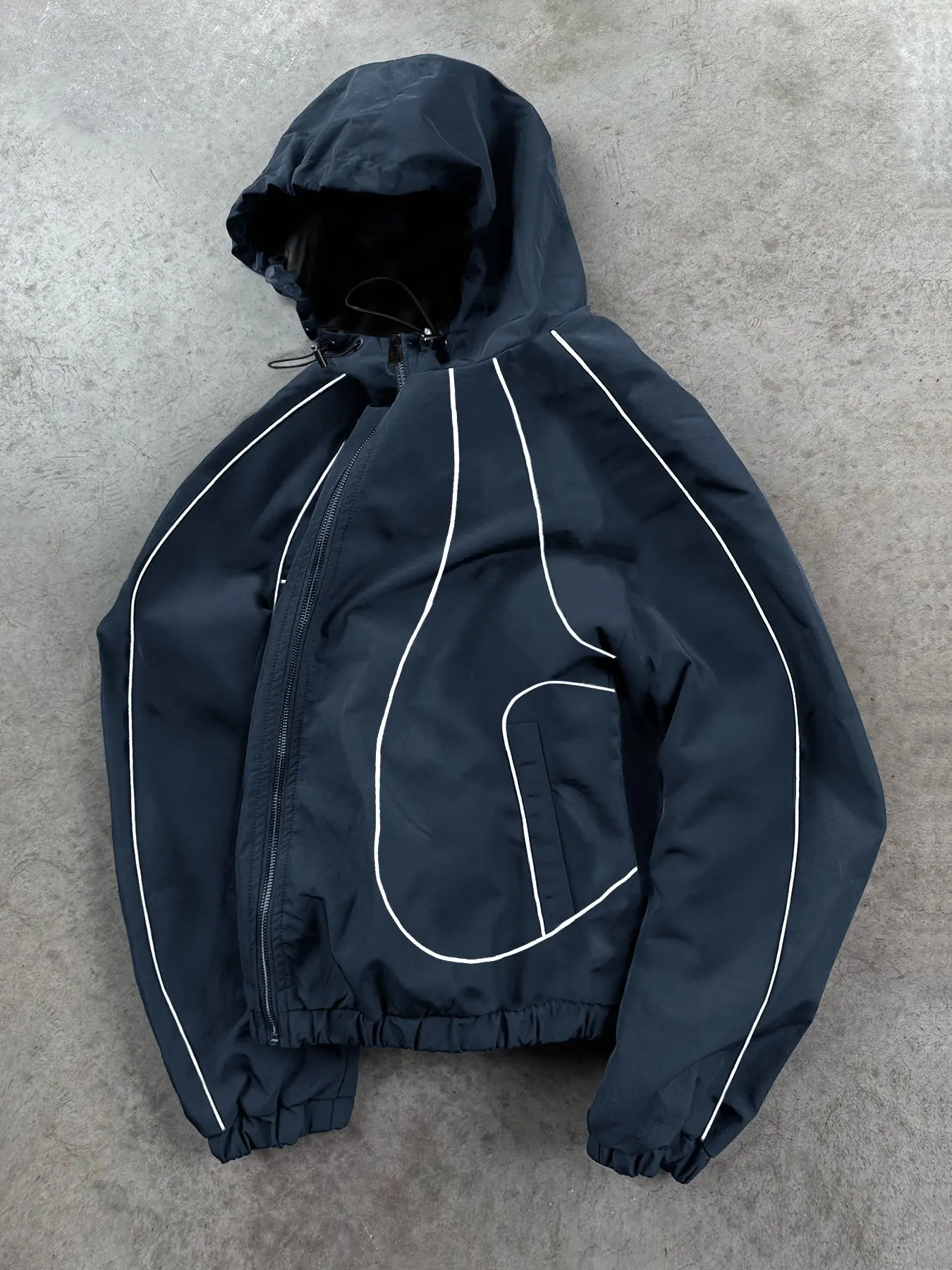 Men's Lightweight Windproof Jacket, Stripes, Zipper Closure, Hooded Design, Casual Versatile Coat, Ideal for Daily Outing, Exercise, Running, Formal Events