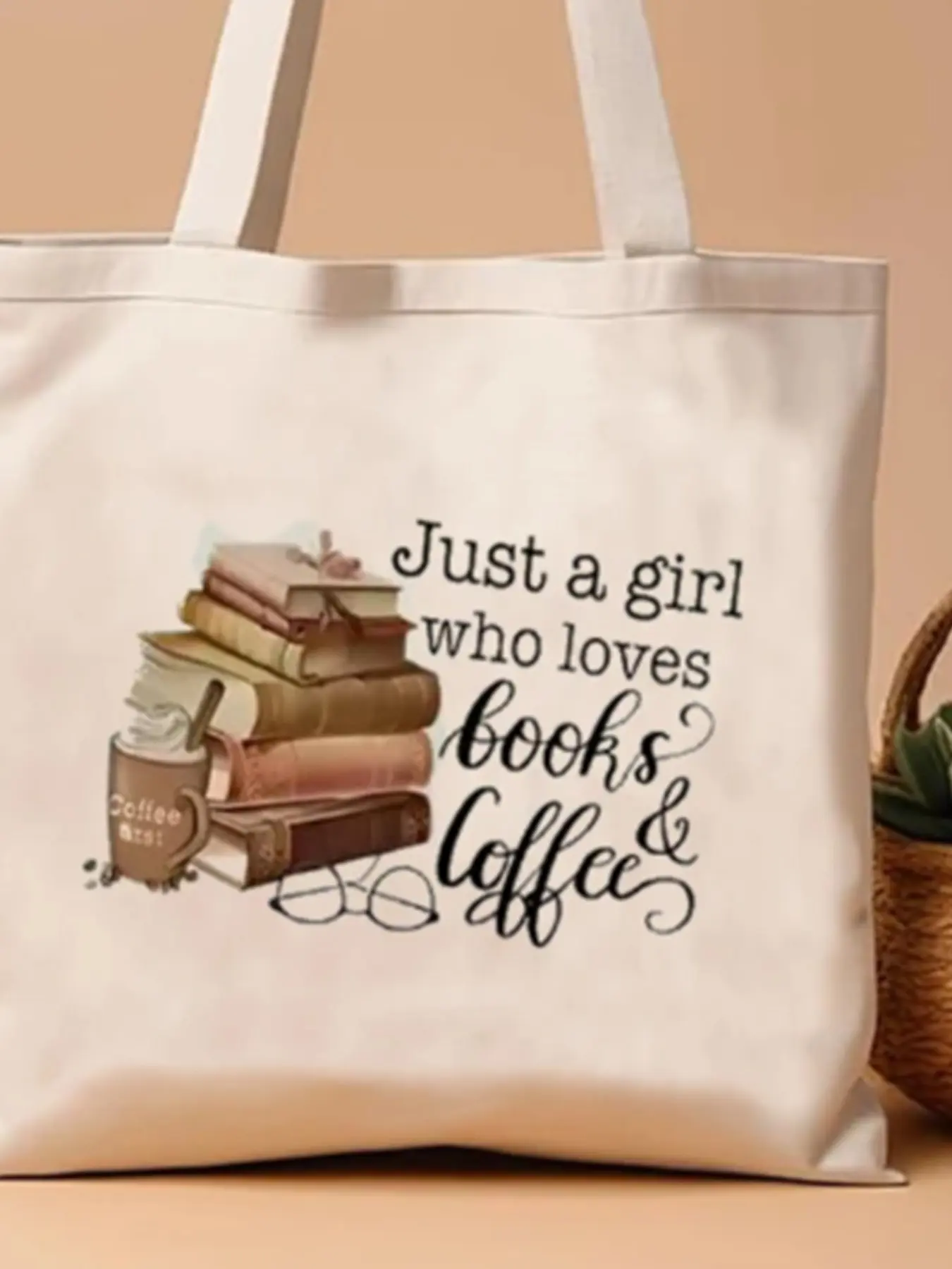 Just A Girl Who Loves Books Canvas Tote Bag Women Reusable Shopper Bag Vintage Rose Books Fashion Read Lover Shoulder Handbags