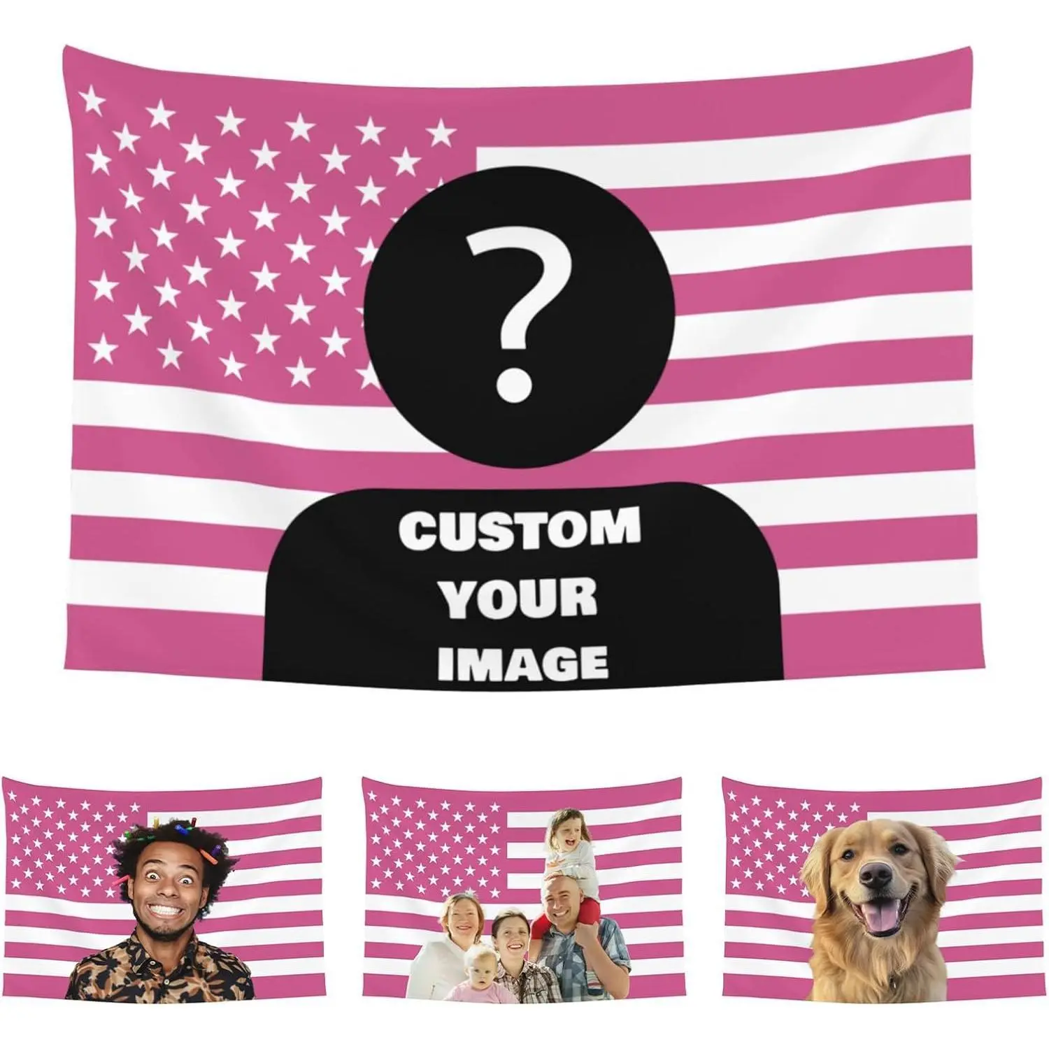 Custom Pink America Flag Velvet Tapestry - 40x60 in Personalized Photo Print Home Decor, Custom Image Design for Clubs, Living Rooms, Ideal Gift (Home Supplies)