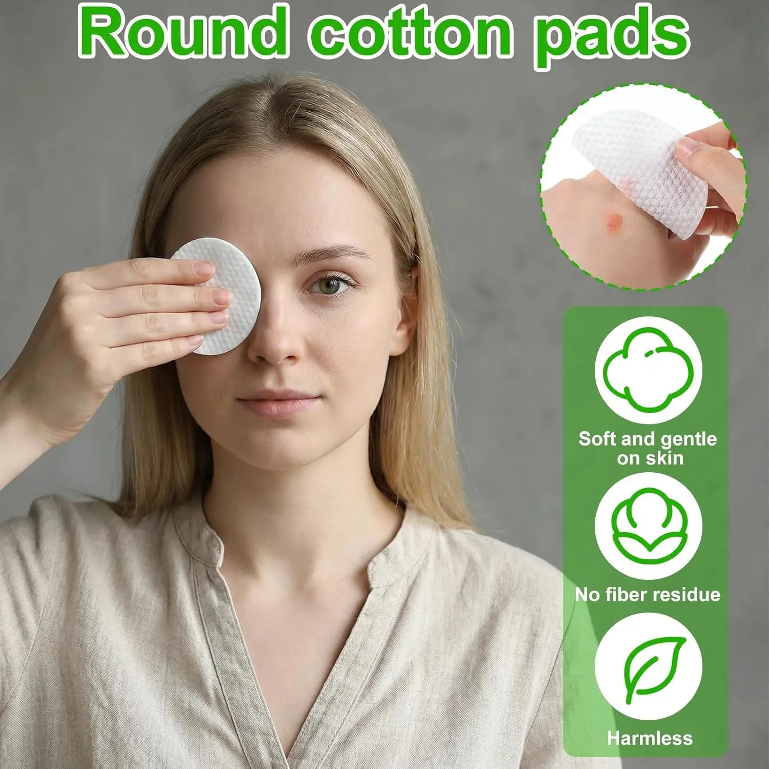 100pcs Round Cleansing Pads, Makeup Remover Cotton, High-Quality Hypoallergenic, Gentle, Suitable for All Skin Types, Disposable Makeup Cotton, Face Wash Cloths