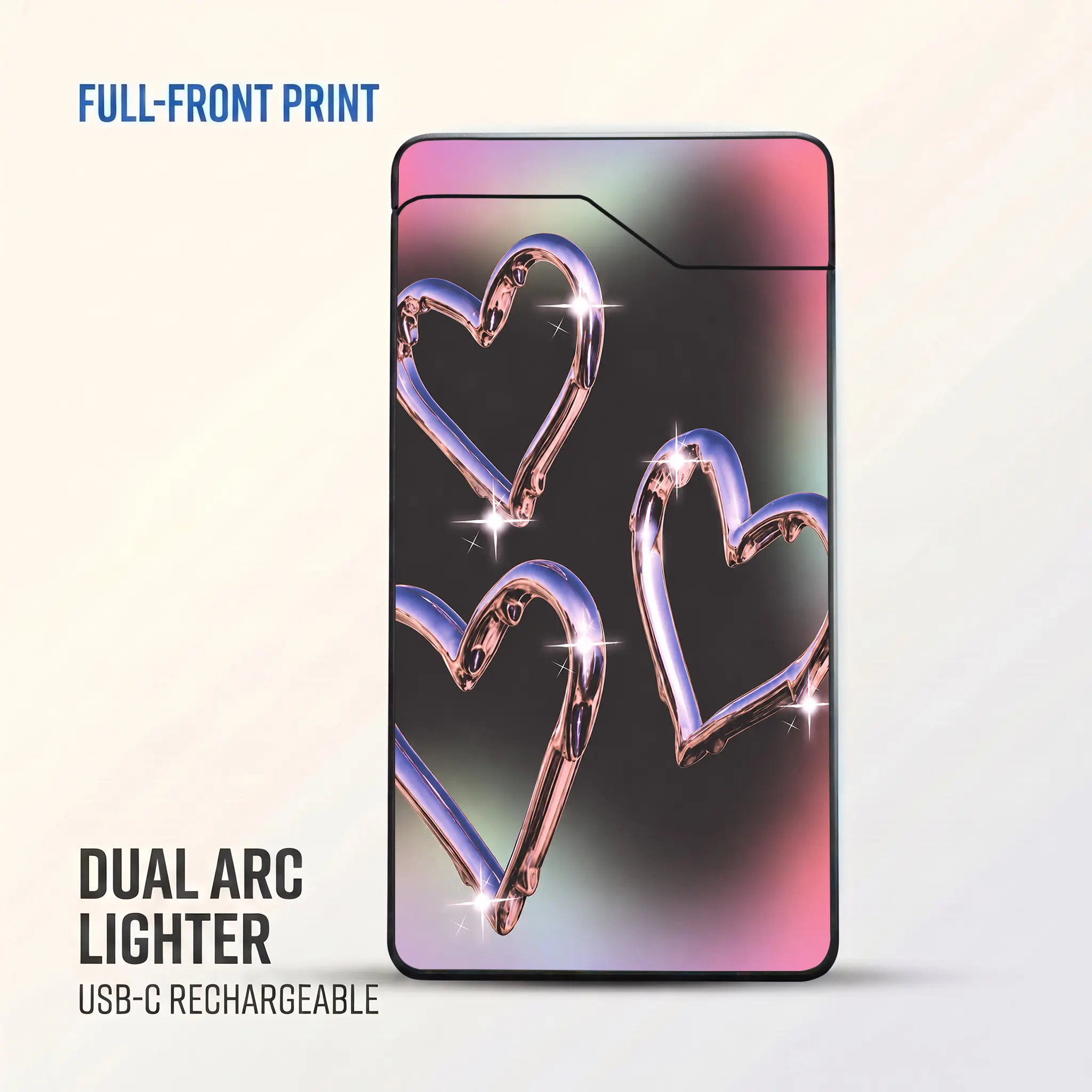 1PC Windproof Dual Arc Electric Lighter with Heart Pattern, Type-C Rechargeable Metal Lighter with Battery Level Indicator, Safety Power-Off Protection, Gift Box, Outdoor & Everyday Use,Powered,crystal,Vintage,European,ornament,torch,candle,mini,taper
