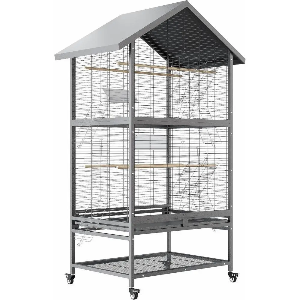 Gaomon 65.5 Inch Large Bird Cage, Metal Parakeet Cage with Rolling Stand, Wide Parrot Cage, Feed Bowls for Parakeets, Cockatiel, Conures, Cockatoo
