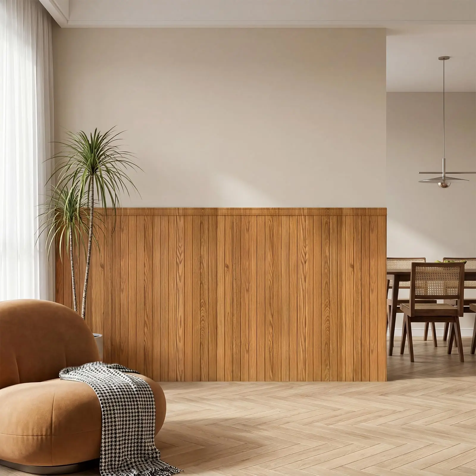 8PCS Wood Grain Wainscoting Wall Panels – Peel & Stick Paintable 3D Wall Trim, Decorative Wall Panel for Living Room Bedroom Hallway Kitchen Bathroom, Covers 21 sq.ft