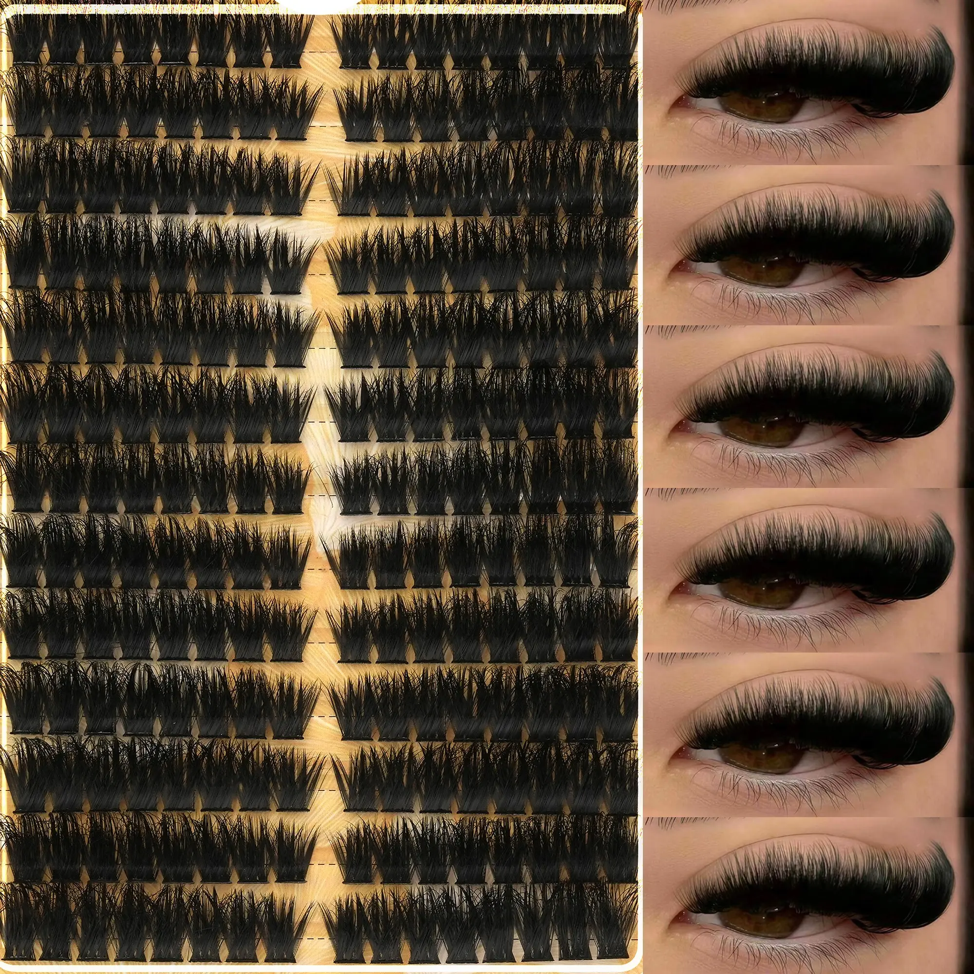 208 Pcs 3D Volume False Eyelashes Natural Dense Fluffy Single Cluster, Multi-Length Layered Design, With Stem, Easy DIY Lash Extension, Volume Lash Clusters