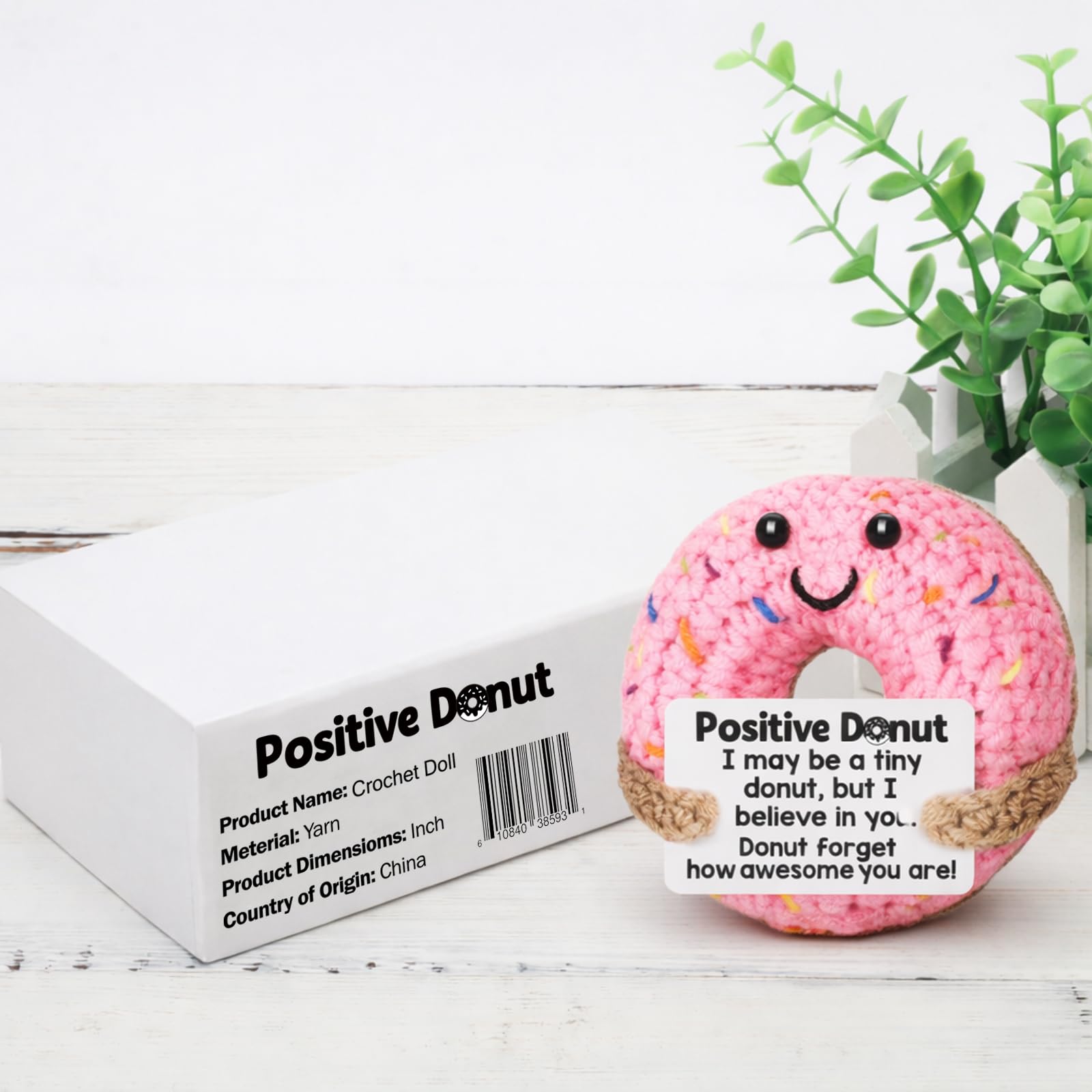 Kawaii Mini Handmade Knitted Donut Plush, Super Soft Squishy Stress Relief Toy, Cute Bag Charm Keychain Backpack Pendant, Aesthetic Desk Car Decor, Perfect Birthday Christmas Valentines Gift For Kids Girls Best Friends BFF, Unique Handcrafted Stuffed Anim