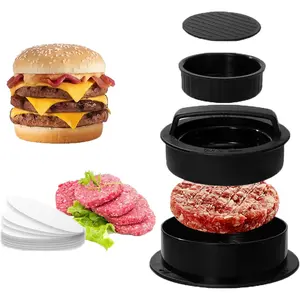 Beef Sliders, Detachable & Reusable, Non-Stick Burger Tool with 100 Wax Papers, 3-in-1 Hamburger Patty Press Maker, Easy Mold for Stuffed Cheeseburgers, and BBQ