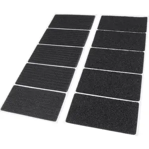 Self-Adhesive Hook and Loop Tape Strips - 2 x 4 inch Wide Straps - Heavy Duty Sticky  Tape Fastener - 15 Straps (Black)