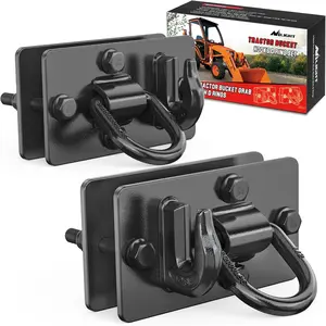 Nilight 2PCS High-Load Tractor Bucket Tow Hooks, Grade 70 Forged Steel Bolt-On Grab Hooks with Back Plates & Tie-Down Rings, 15000 lbs MBS Capacity for Tractor Bucket, Black, 15000Lbs
