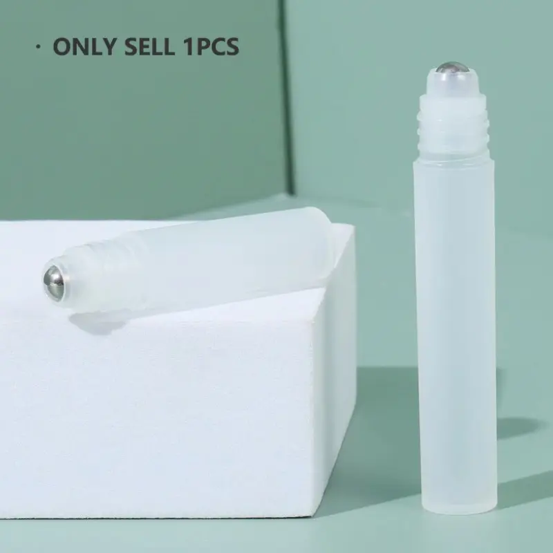 Empty Clear Refillable Bottles Holder, 10ML Perfume Roller Ball Bottle, Plastic Roll on with Steel Ball, Liquid Oil Container, Refillable Design