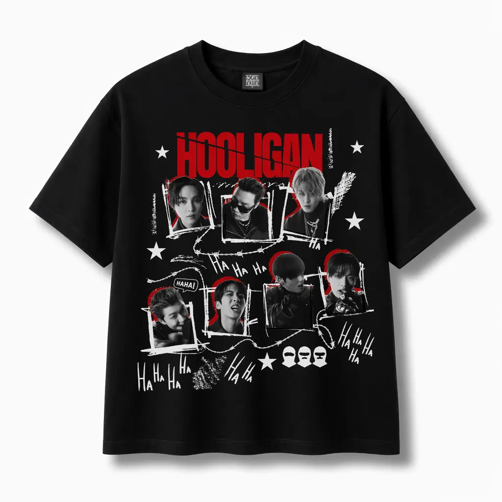 Hooligan MV Arirang Fitted Round Neck Short-Sleeve Casual Tshirt, 2026 Tour Cute Group Graphic Fan-Inspired Merch FFZ
