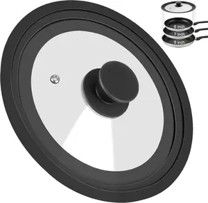 Universal Lid for Pots Pans and Skillets, Pan Cover Fit 6", 7", 8" Diameter Cookware, Silicone Replacement Pan Lid Pot Lids for Frying Pans, Cast Iron,Tempered Glass Lid