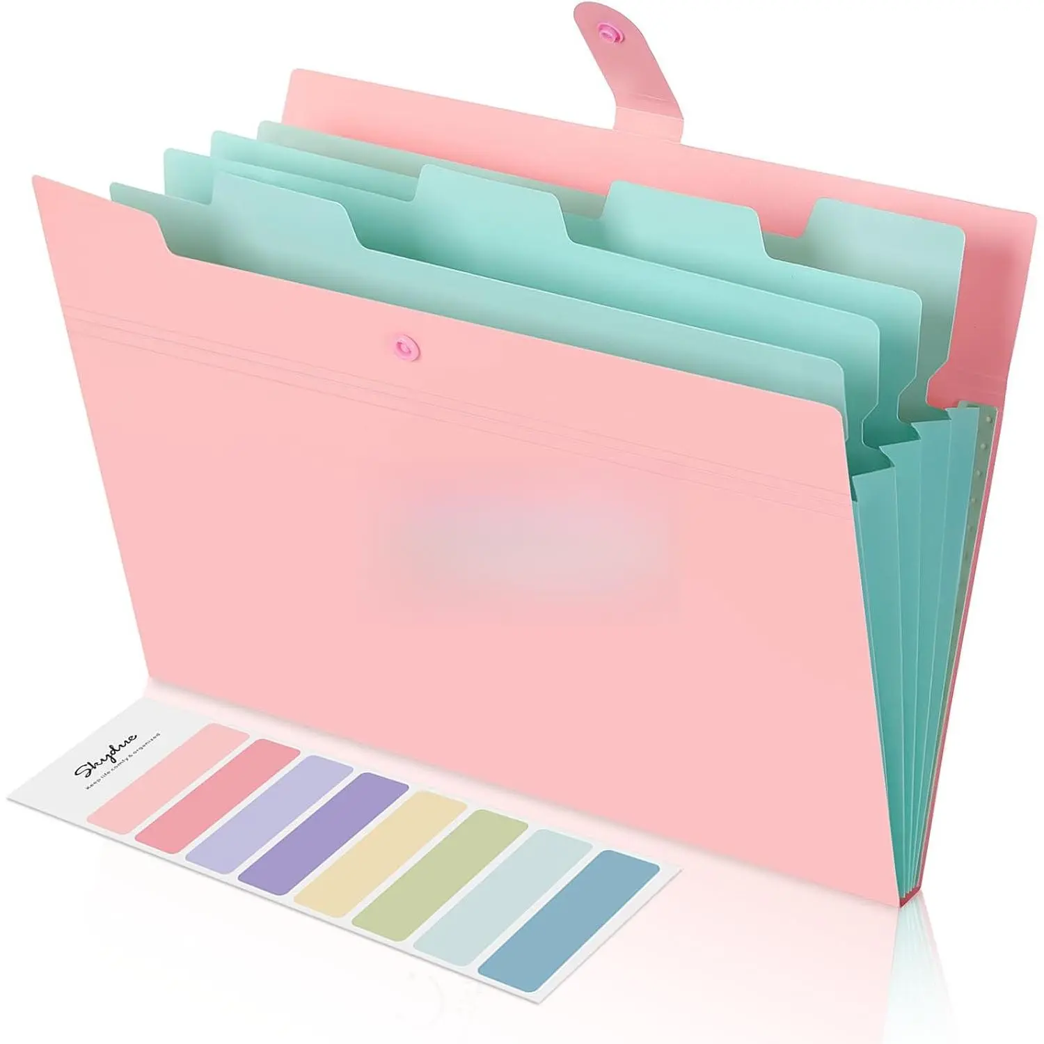 Expanding File Folder 5 Pockets, Skydue Letter A4 Paper Accordion Document Organizer (Pink)