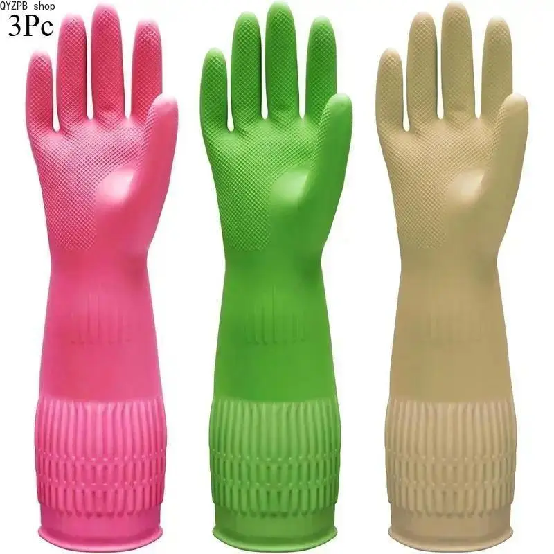 38cm Extra Long Heavy Duty Rubber Cleaning Gloves – Thick Thickened Latex Waterproof Dishwashing Gloves, Non-Slip Durable Kitchen Household Cleaning Gloves for Dishwashing, Laundry, Bathroom & Home Use