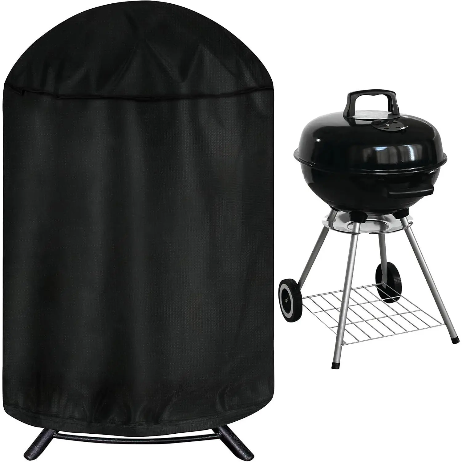 Round Grill Cover, 29" Dia x 38" H Dome Smoker Cover, Waterproof Charcoal Kettle Grill Cover, UV Resistant BBQ Cover, Outdoor Barbecue Cover