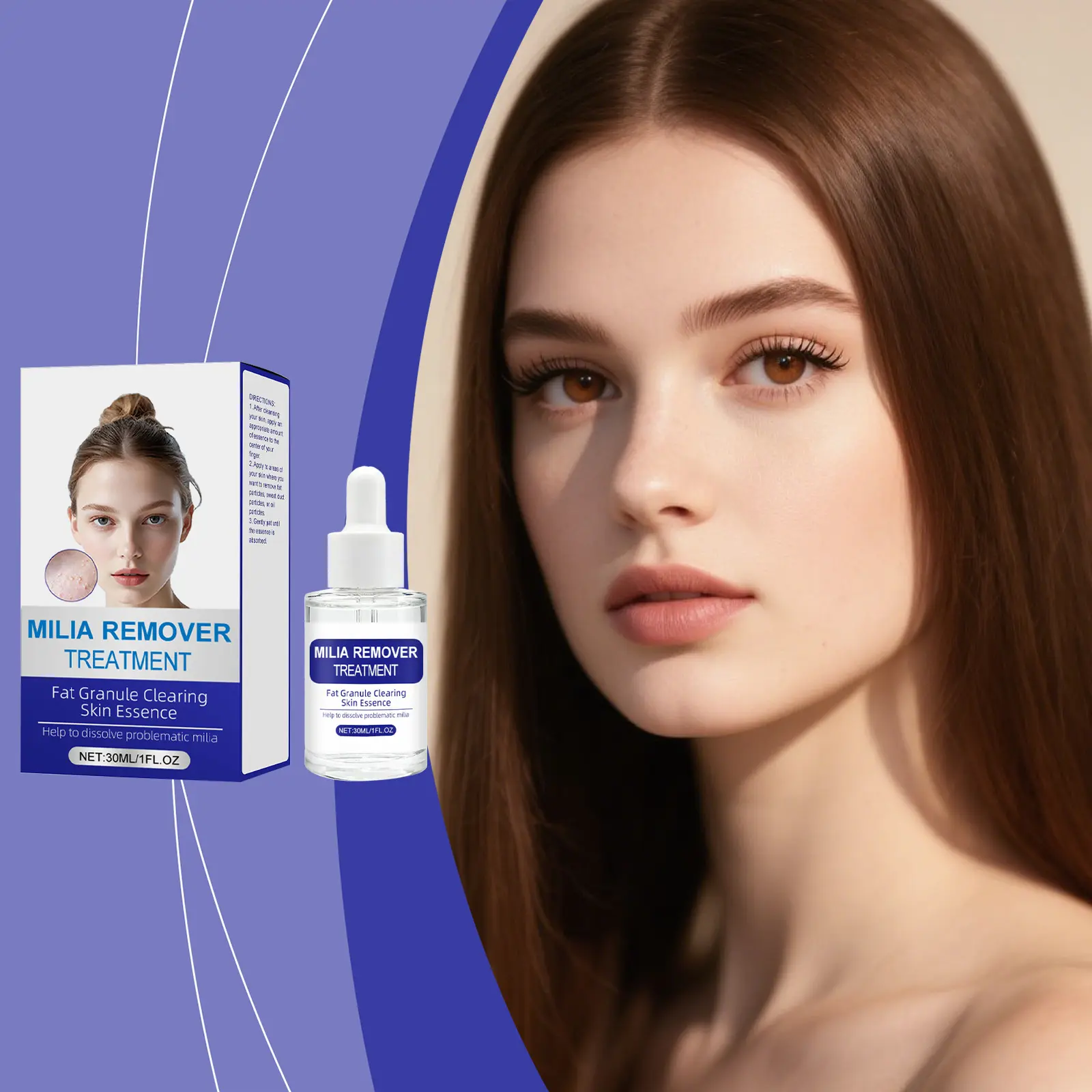 MOSMIA Milia Removal Serum, Gentle Skin Repair Oil Treatment with Glycerin for Smooth, Purified Skin, Mineral Oil, Easy Absorption