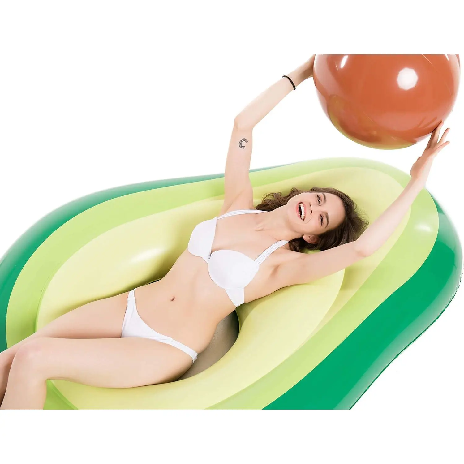 Large Avocado PVC Inflatable Raft - BBL Bed, Premium Safe Sturdy Material Pool Floats Adult, Bonus Inflatable Pit Ball for Motorhome Pool Parties, Pool Floats,Pool Floats Adult,Pool Floaties,Bbl Bed