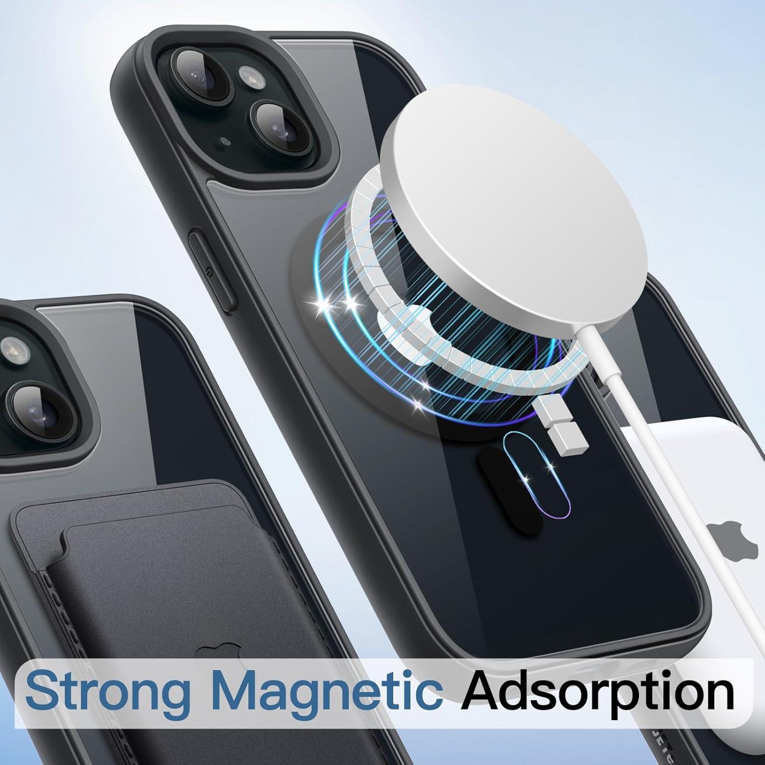 Magnetic Cases for iPhone 17 Pro Max  16 15 14 13 12 11 Pro Max Plus case Compatible with MagSafe, Shockproof Phone Bumper Cover, Solid Color Matte TPU Frame, Anti-Scratch Clear Back case