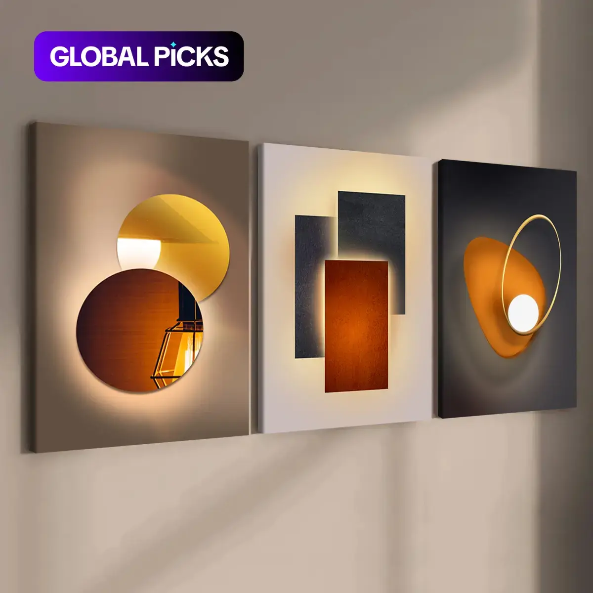 Wooden-Framed Canvas Painting Set, 3 Counts Multi-Dimensional Spray Art Posters, Art Canvas Prints, Wall Decor Modern Home Decoration for Living Room, Bedroom and Office