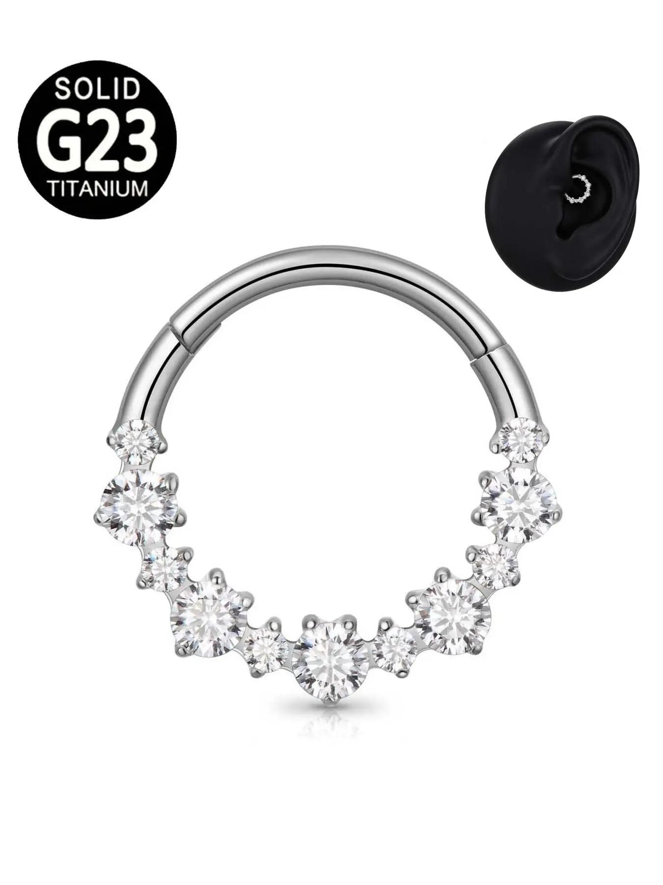 1PC G23 Titanium Piercing Jewelry Hoop 16G 8mm 10mm for Tragus Helix Labret
